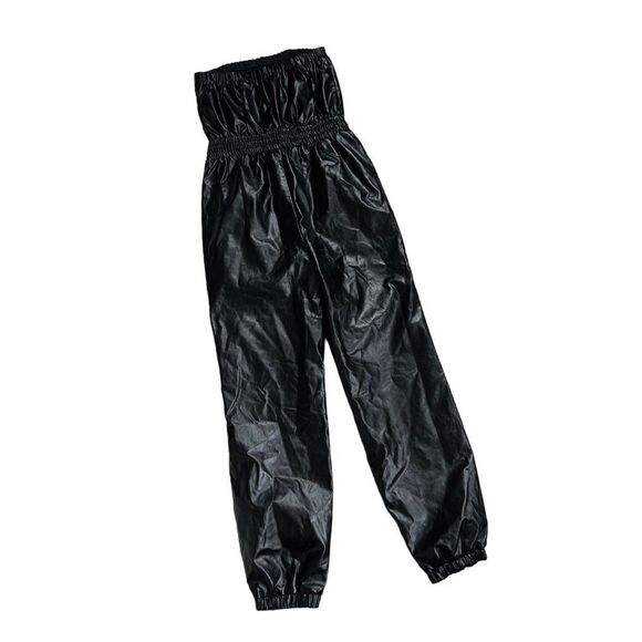 Lovers and Friends Heila Faux Leather Jumpsuit Black Women’s Size Small - Picture 7 of 11
